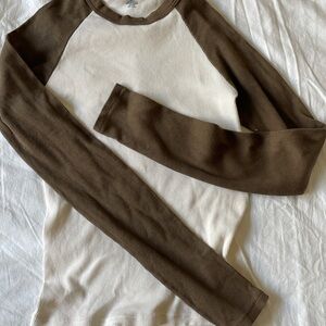 Brandy Melville Brown Fitted Long Sleeve T-Shirt